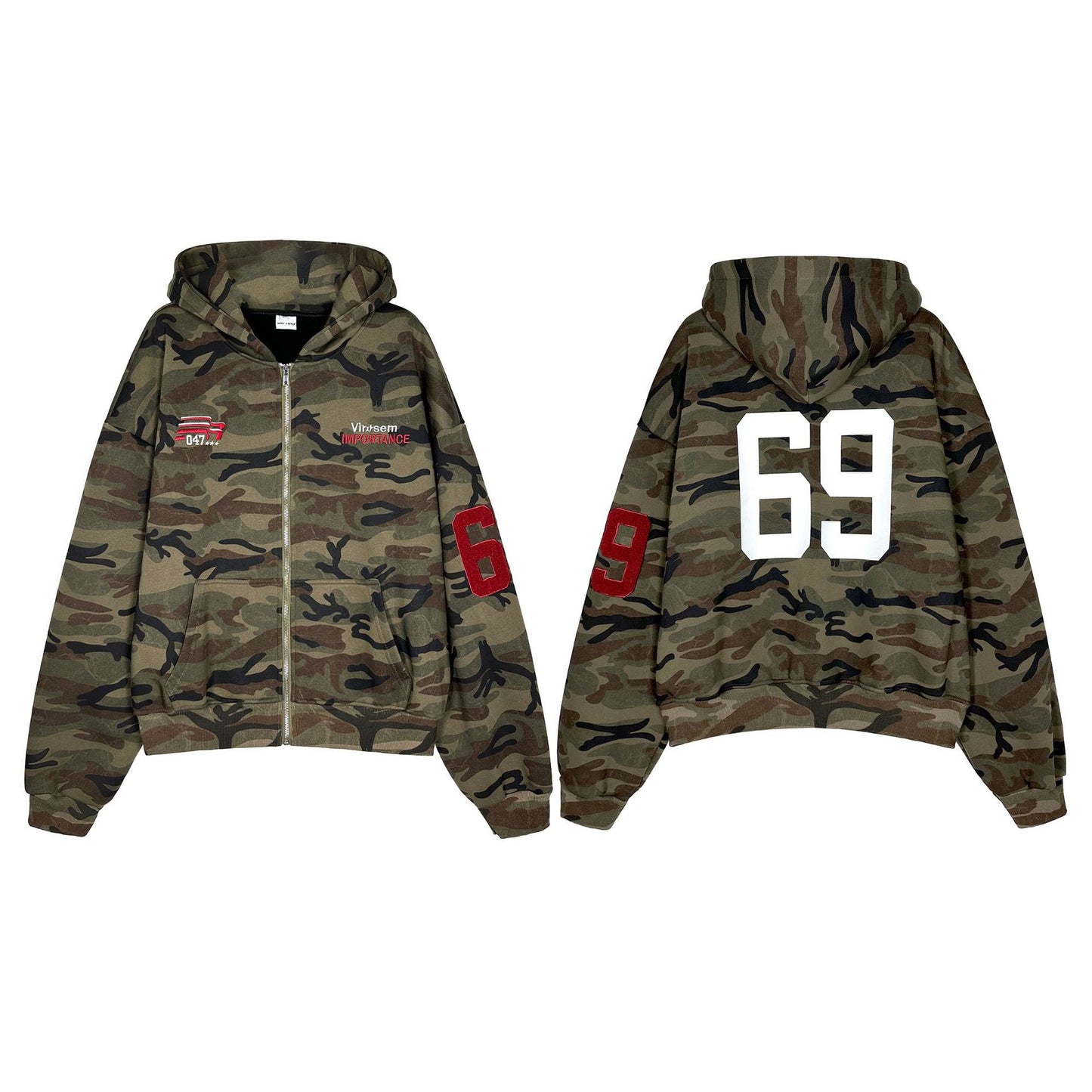 Modish American Retro Vibe Heavyweight Fleece Hooded Sweatshirt Jacket
