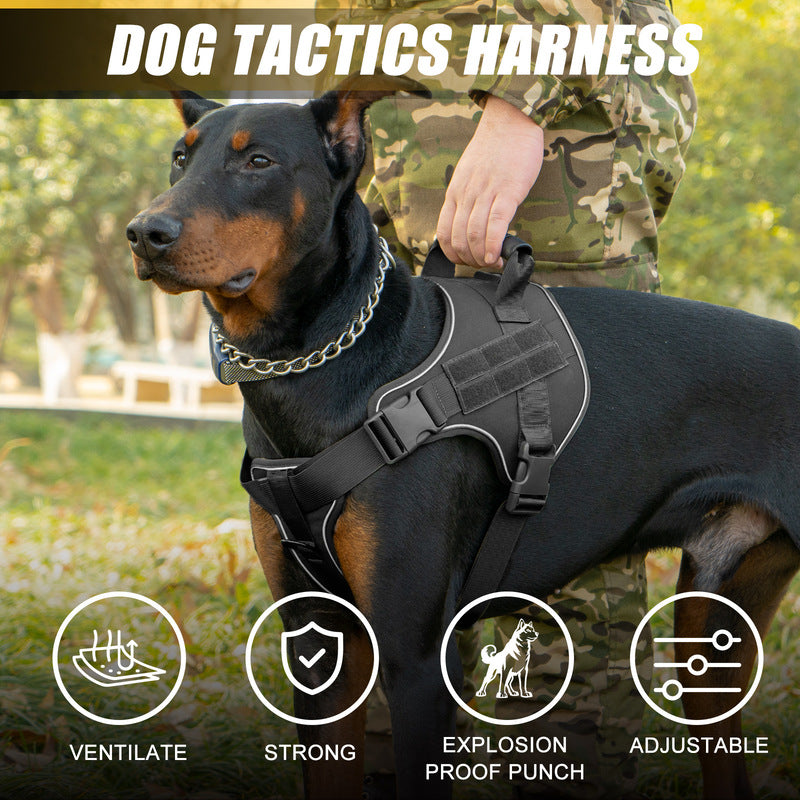 Tactical dog vest: for large dogs (German Shepherd, Golden Retriever) – training, military-style accessories.