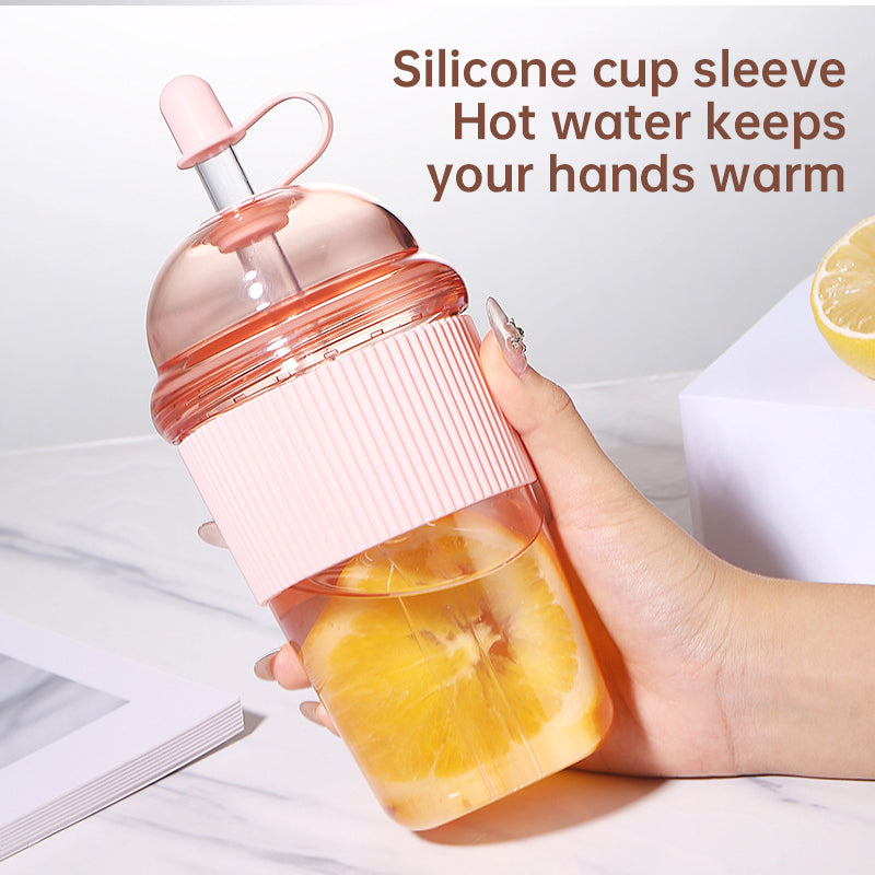 630ML straw cup (with lid/straw) – coffee, milk, tea, water, juice; Ins-style, office-friendly