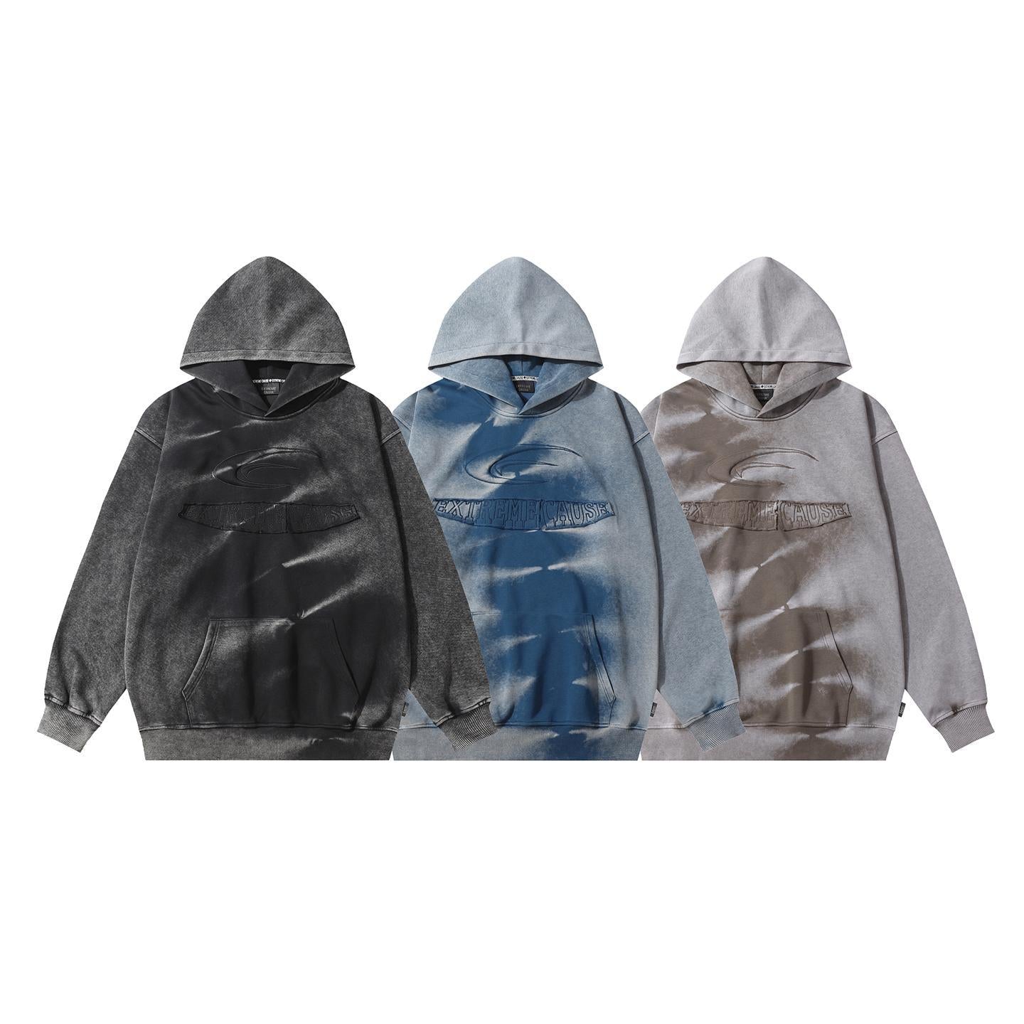 Tie dye vintage letter hooded sweatshirt for men and women