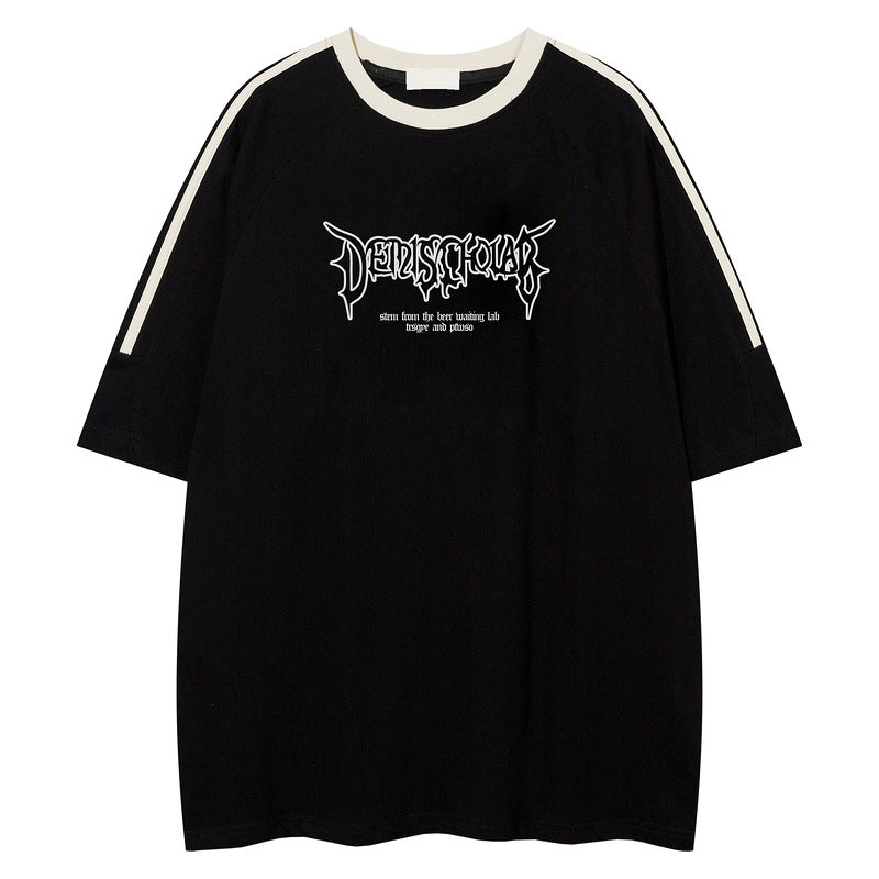 T-Shirt for Men and Women Summer Couple Design Sense Wear Drop Shoulder