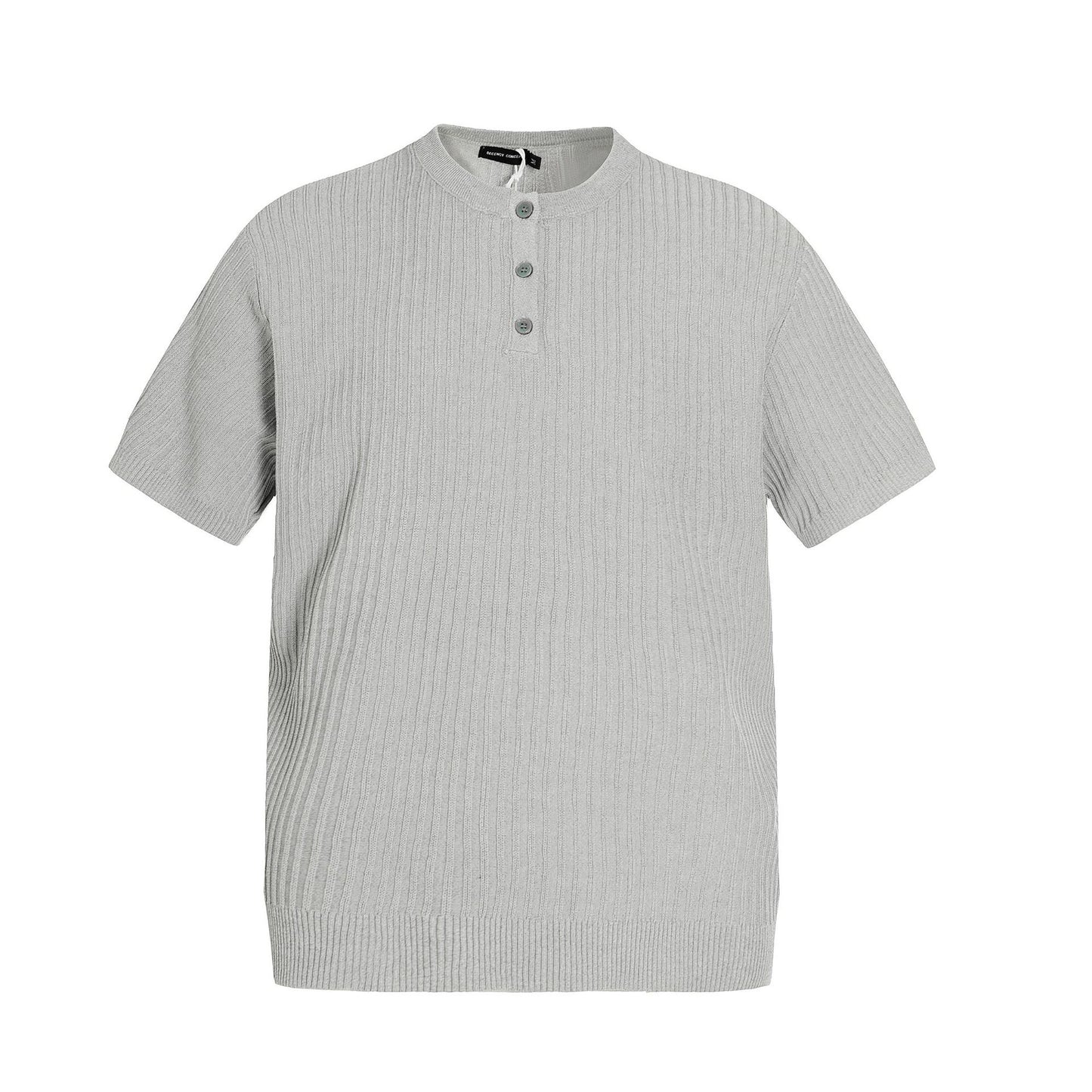 Look Solid Color Design Loose Knit T-Shirt for Men
