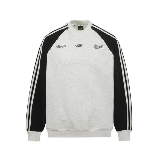 Ribbon splicing striped hoodie for men and women