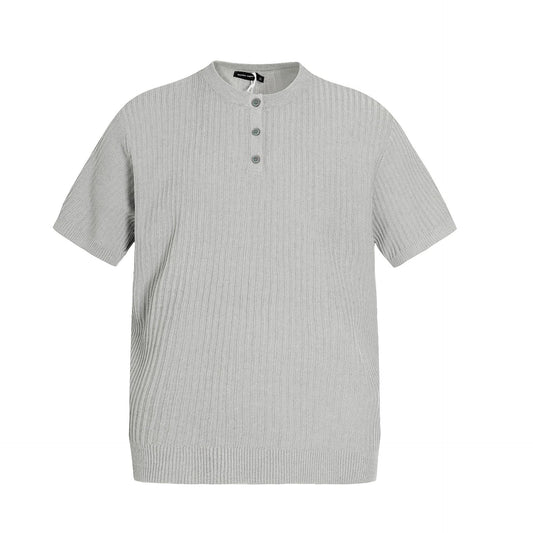 Look Solid Color Design Loose Knit T-Shirt for Men