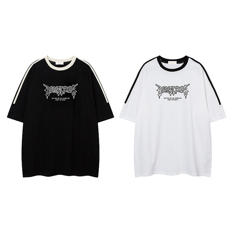 T-Shirt for Men and Women Summer Couple Design Sense Wear Drop Shoulder